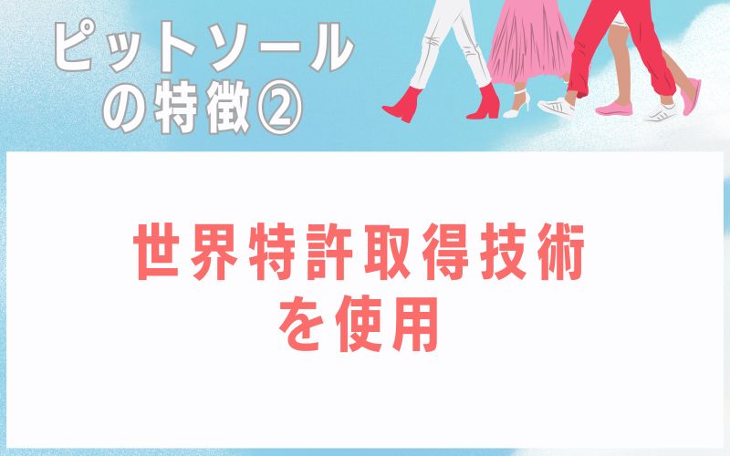 ピットソールの特徴2 世界特許取得技術を使用
